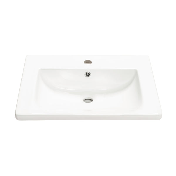 Kaku 600mm Vanity Top with 1 Tap Hole | Available in Gloss or Matte White |