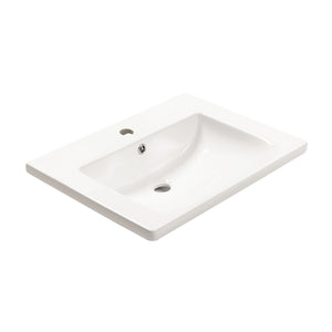 Kaku 600mm Vanity Top with Integrated Sink and Overflow, Gloss White
