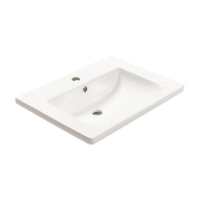 Kaku 600mm Vanity Top with Integrated Sink and Overflow, Gloss White