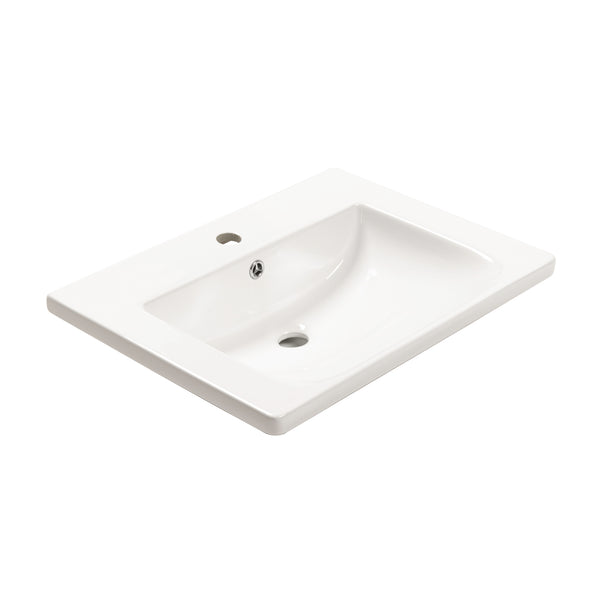 Kaku 600mm Vanity Top with 1 Tap Hole | Available in Gloss or Matte White |