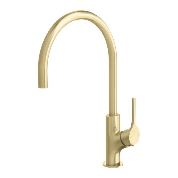 Phoenix Vivid Slimline Oval Sink Mixer 220mm Gooseneck, Brushed Gold