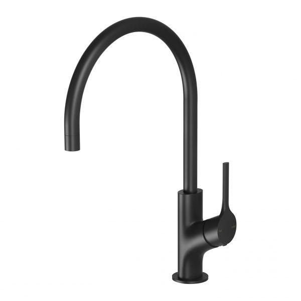 Phoenix Vivid Slimline Oval Sink Mixer 220mm Gooseneck, Matte Black