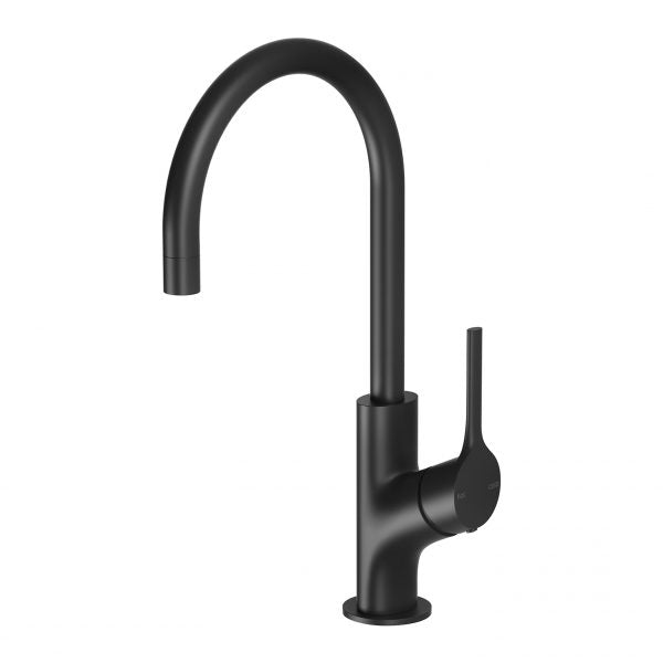 Phoenix Vivid Slimline Oval Sink Mixer 160mm Gooseneck, Matte Black