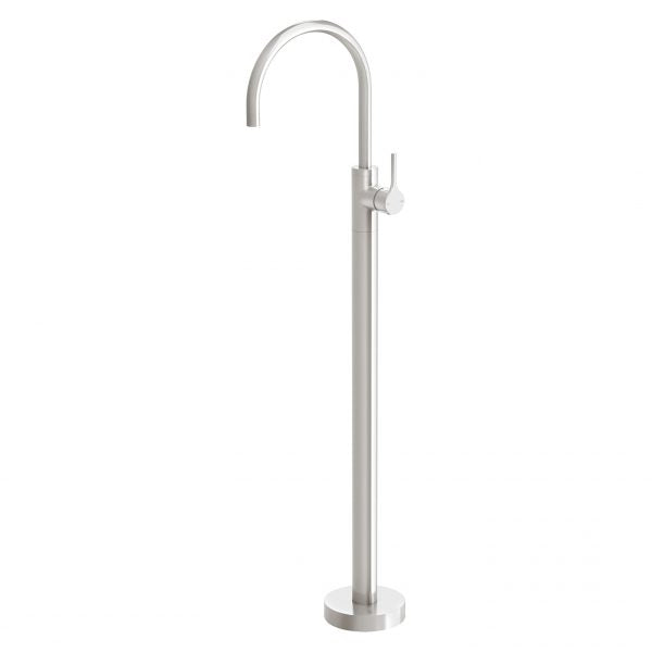Phoenix Vivid Slimline Oval Floor Mounted Bath Mixer, Brushed Nickel