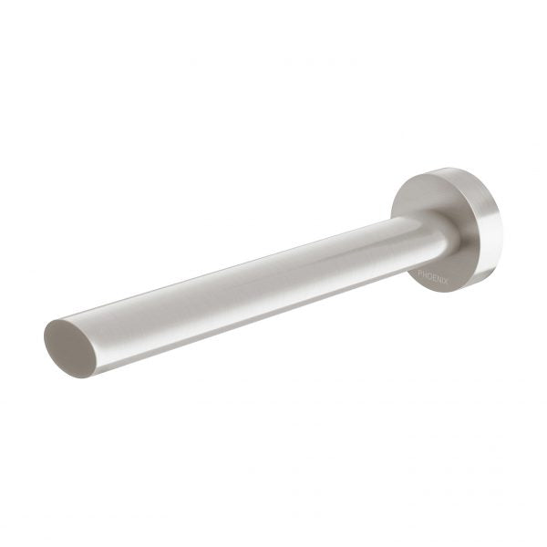 Phoenix Vivid Slimline Oval Basin/ Bath Wall Outlet 180mm, Brushed Nickel
