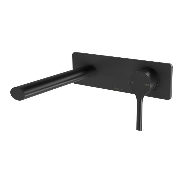Phoenix Vivid Slimline Oval Basin/ Bath Wall Mixer Set 175mm, Matte Black