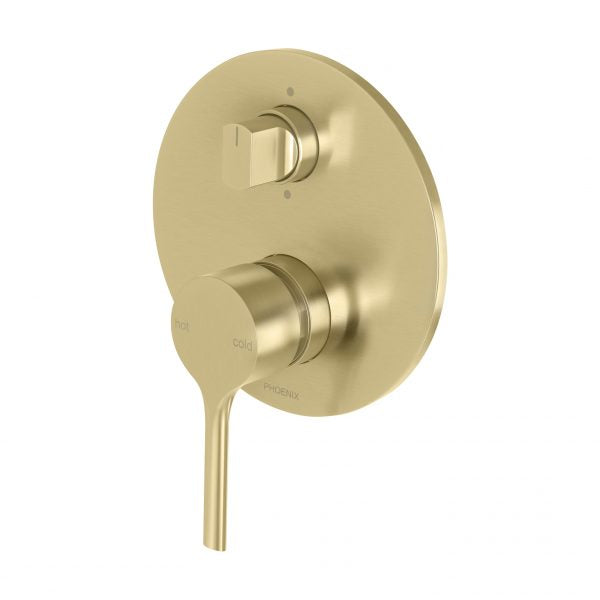 Phoenix Vivid Slimline Oval Shower/ Bath Diverter Mixer, Brushed Gold