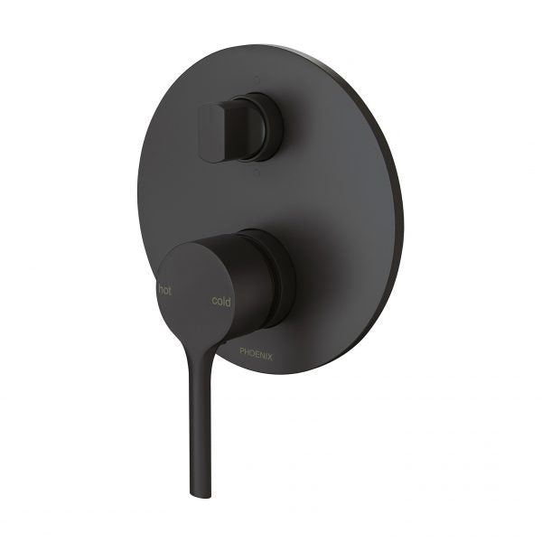 Phoenix Vivid Slimline Oval Shower/ Bath Diverter Mixer, Matte Black