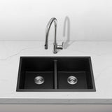 Volca 813mm x 457mm x 241mm Quartz Double Sink | Black | *Clearance Stock*