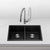Volca 813mm x 457mm x 241mm Quartz Double Sink | Black | *Clearance Stock*