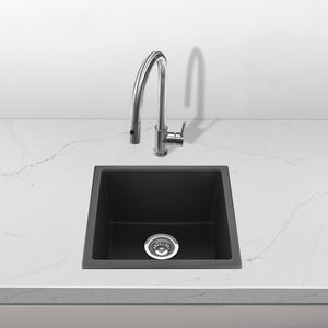Volca 432mm x 432mm x 241mm Quartz Single Sink | Black | *Clearance Stock*