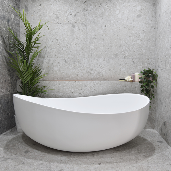 Wave 1800mm Oval Wide Freestanding Bath | Gloss White or Matte White |
