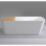 Whiting 1700mm Soft Square Freestanding Bath with Bamboo Shelf, Gloss White