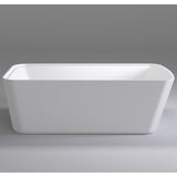 Whiting 1700mm Soft Square Freestanding Bath with Bamboo Shelf, Gloss White