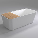 Whiting 1700mm Soft Square Freestanding Bath with Bamboo Shelf, Gloss White