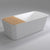 Whiting 1700mm Soft Square Freestanding Bath with Bamboo Shelf, Gloss White