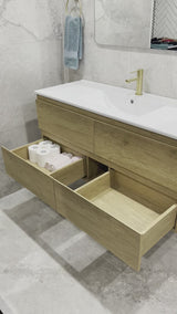 Alles 1200mm Wall Hung Vanity Cabinet | Alba Oak Woodgrain |