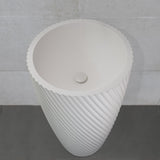 Circa Swirl 500mm Round Fluted Artificial Stone Pedestal Basin | Matte White |
