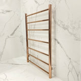 Profile Straight Round Ladder 600mm x 800mm x 122mm 7 Bar Heated Towel Rail | Polished Rose Gold |