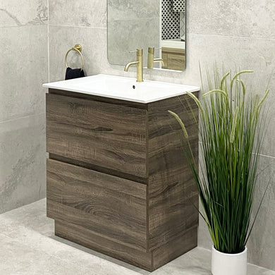 *Clearance* Alles Plus 750mm Floor Standing Vanity Cabinet | Legna Noir Woodgrain |