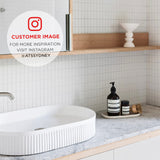 Pill Oval Fluted 580mm x 360mm Above-Counter Basin, Gloss White *Clearance Stock*