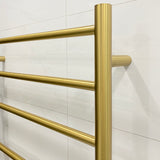 Profile Straight Round Ladder 600mm x 800mm x 122mm 7 Bar Heated Towel Rail | Brushed Gold |