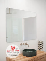 Retti Rectangular Frameless Mirror with Polished Edge and Rounded Corners | 25 sizes, from 400mm to 1800mm |