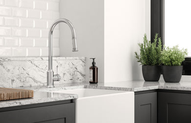 Phoenix Nostalgia Pull Out Sink Mixer 230mm | Chrome/ White |