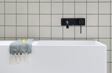 Phoenix Vivid Slimline Basin/ Bath Wall Mixer Set 180mm Curved | Matte Black |