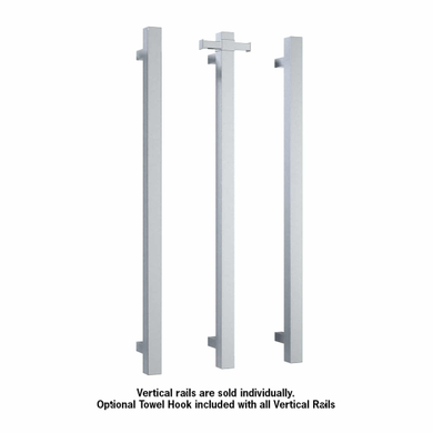 Thermogroup Square Single Bar Vertical Heated Towel Rail | Polished Stainless |
